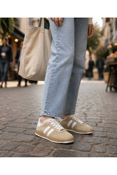 JUHR Two-Tone Retro Beige Casual Sneaker Sports Shoes Comfortable Rubber Sole...