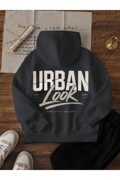 Urban Look Unisex Oversize Kapüşonlu Hoodie Sweatshirt – Premium Pamuklu, Gün...