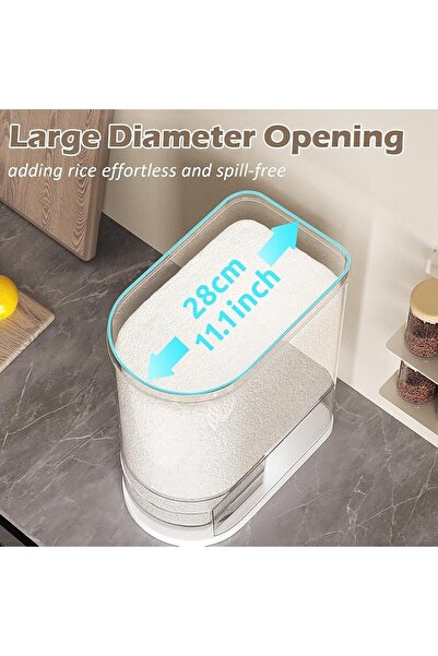 KASTWAVE Large 13lbs Rice Dispenser with Measuring Cup - Airtight Moisture Pr...
