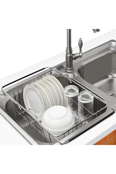 JOYZZZ Over-Sink Dish Drying Rack, 35x25cm Rust-Resistant Stainless Steel Dis...
