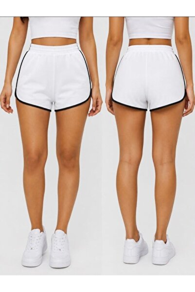 Elvino White Short Mini Relaxed Fit Women's Shorts for Home and Outdoor Sports