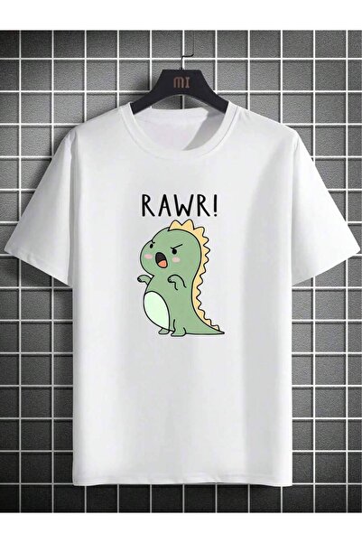 KYMC07 تي شيرت بنمط ديناصور لطيف - "RAWR! " تي شيرت صيفي خفيف الوزن مطبوع، بي...