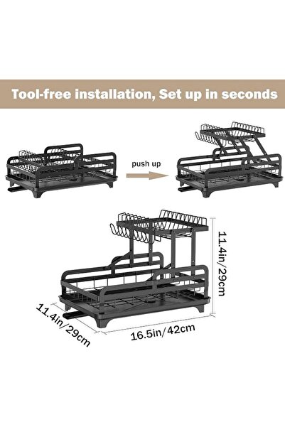GENERAL Dish Drying Rack 2 Tier Dish Rack Kitchen Large Capacity Dish Drainer...