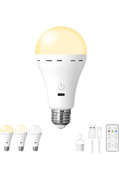 STARSTAR 2-Pack Wireless E26/E27 USB-C Rechargeable LED Bulbs with Remote (22...