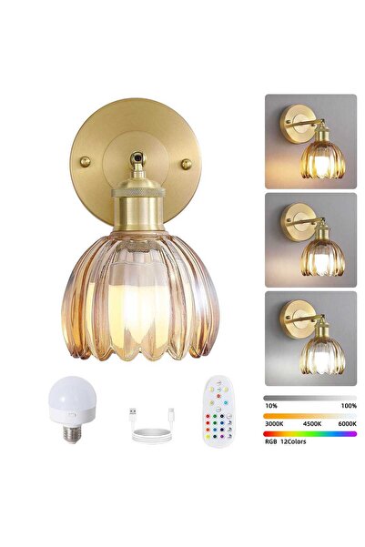 STARSTAR Wireless wall lamp with remote control, rechargeable LED bedside lam...