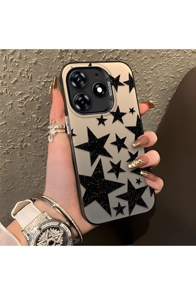 CHICASELUX Tecno Spark 10 Pro Compatible High-Quality Flat Print Black Star P...