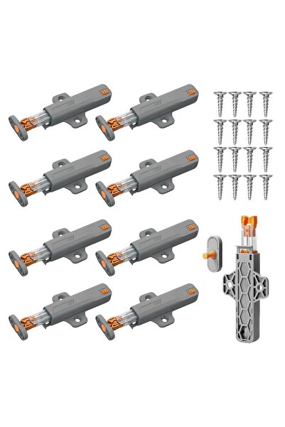 STARSTAR 8-piece push-button cabinet door latch set – heavy-duty gray spring ...