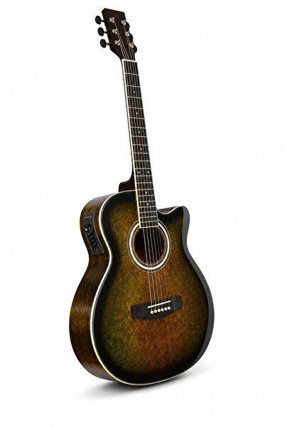 MegArya Vintage Olive Burst Semi Acoustic Guitar | Premium Acoustic Electric ...