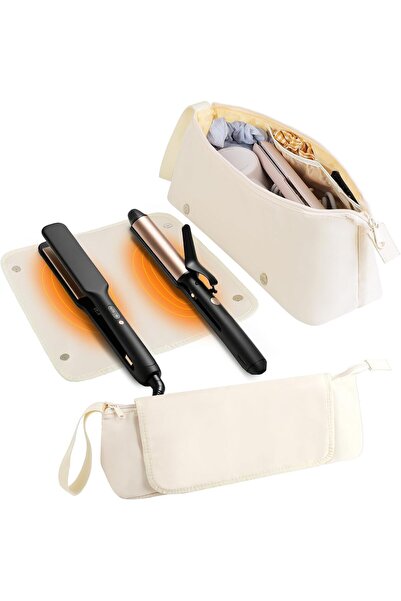 STARSTAR Hair Styling Tool Travel Bag Removable Heat-Insulating Pad 2-in-1 Po...