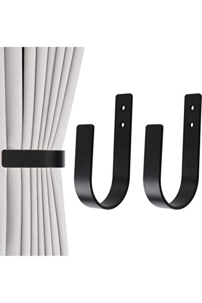 STARSTAR A set of 2 U-shaped metal curtain tiebacks and hooks - durable wall-...