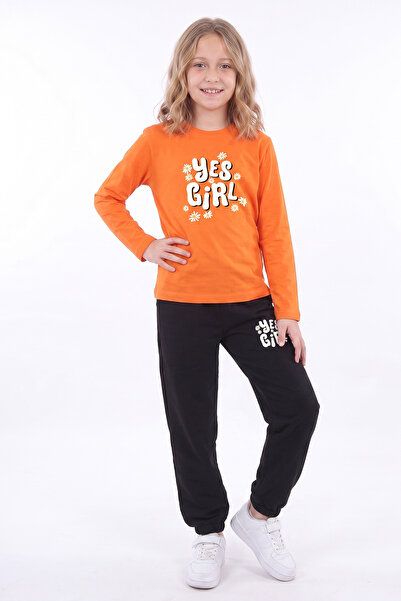FYK KİDS Girls' Brooklyn New York Printed Long Sleeve Tracksuit Set