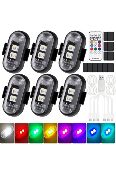 STARSTAR Set of 6 Wireless 8-Color LED Strobe Lights with Remote Control USB ...