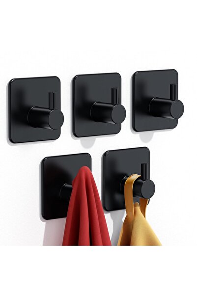 STARSTAR Heavy-Duty 22 lb Max Adhesive Wall Hooks 5 Pack Self-Adhesive Stainl...
