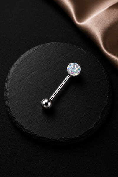 Sinsemilla Jewelry Şeffaf Taşlı 316L Çelik Dil Piercing