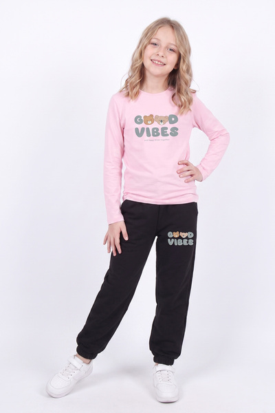panios kids Kız Çocuk Baskılı Uzun Kollu Eşofman Takımı