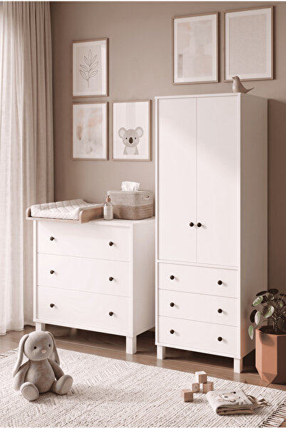 Robin Home Lena Bebek Çocuk Odası Takımı 3 Çekmece Şifonyer Gardrop Gardırop ...