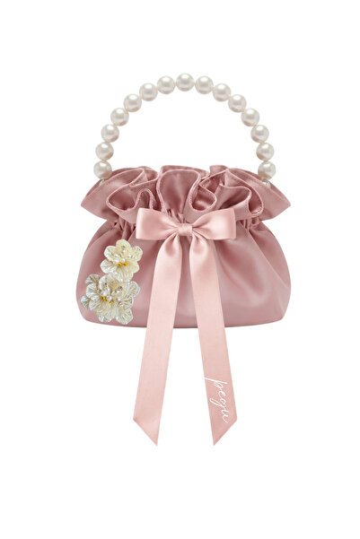 pegu baby collection Powder Pink Cotton Satin Bag, with Crystal Glass Stone D...