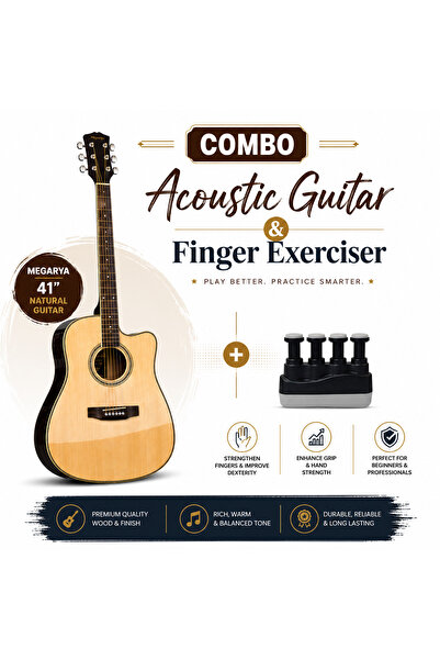 MegArya 41" Acoustic Guitar + Finger Exerciser Combo | Beginner Guitar Starte...