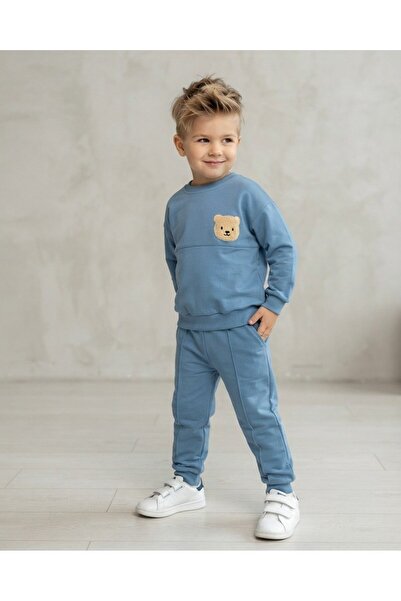 voyyo kids baby Boy's Slim Fit m Transitional Sweatsuit Set with Bear Embroid...