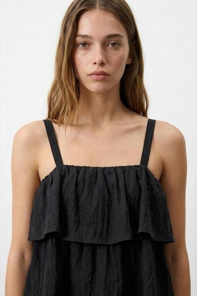 Quzu 26Yblz02004 Women's Strappy Gathered Blouse