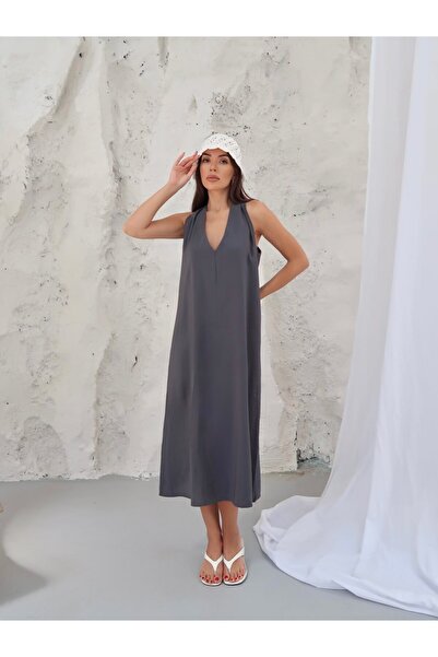 Paw Garage Women's Ivy Modal Cupra V-Neck Casual Dress