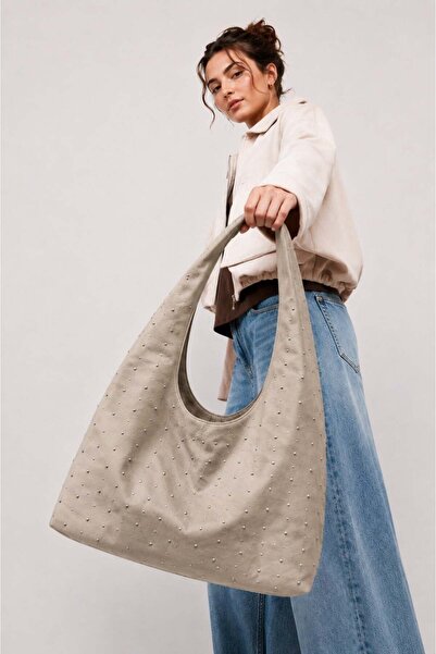 Madamra Gray Women's Suede Shopper Soft Form Shoulder Bag