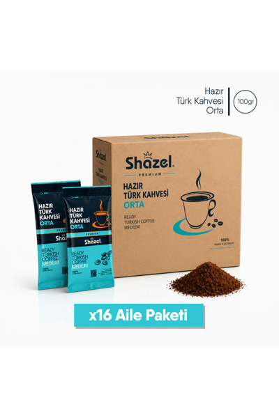 Shazel قهوة تركية جاهزة |   وسطى |   100 جرام |   16 قطعة