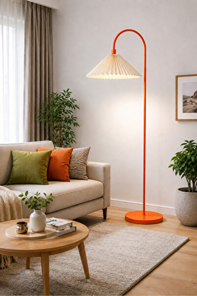 Natiorj Freya Model Umbrella Abajur Şapkalı Lambader Salon Yatak Odası
