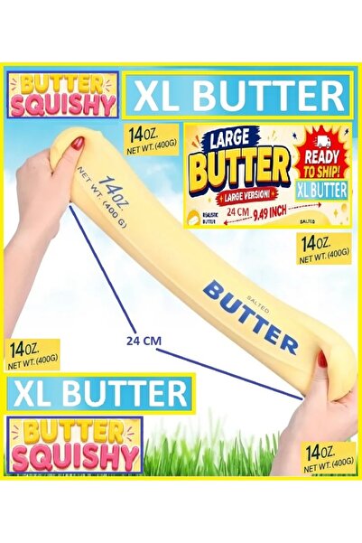 OYUNCAKSAHİLİ Butter Tereyağ XL BOY Squishy LARGE Rainbow 24cm Slow Rising Tereyağı 14Oz Sukuşi 400gr Yavaş Yükselir Viral Büyük Tereyağ Skuşi