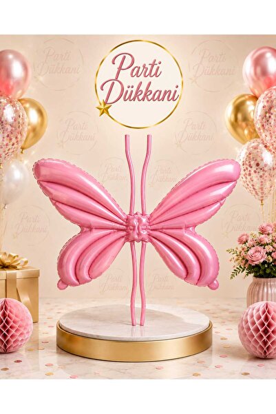 Parti Dükkanı Pink Butterfly Foil Balloon 84 X 60.5 cm Can Only Be Inflated b...