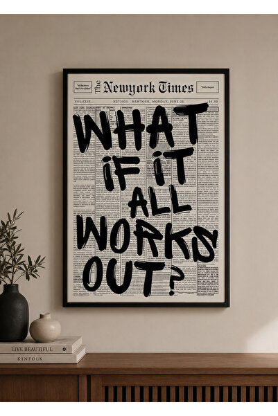 Zuma Studio What If It All Works Out? Graffiti Siyah Çerçeveli Dekoratif Duva...