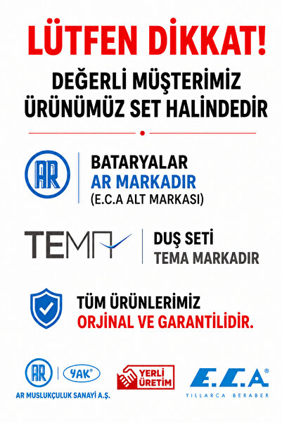 AR E.C.A Lite Banyo Bataryası + Tema 53242 Rain Carismo Duş Sistemi
