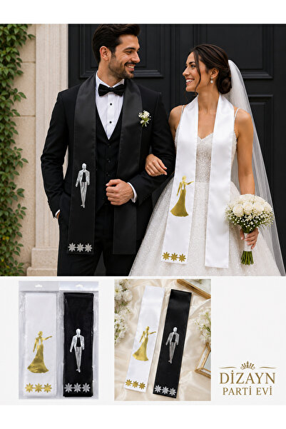 Dizayn Parti Evi Gelin Damat Takı Kurdelası Saten Kuşak – 2 Metre – Beyaz, Si...