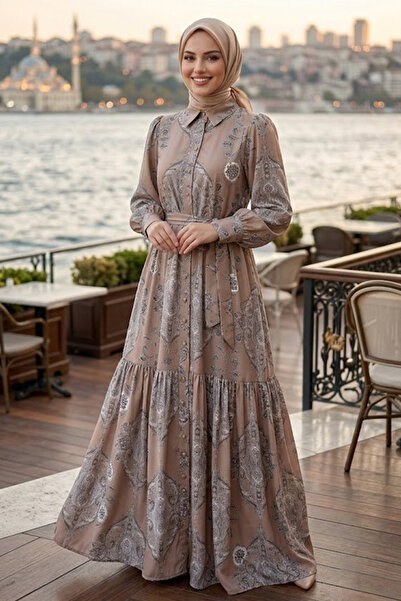 N.S NEVA STYLE Rochie Jessica Mink cu curea și imprimeu floral, stil hijab 15...