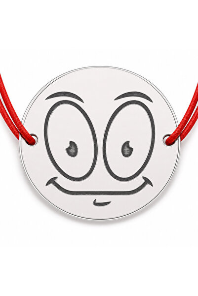 Simoshop Brățară argint 925 cu bănuț emoji, șnur reglabil — cadou simbolic