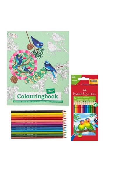 Decotime Set Carte de Colorat Antistres Mosaic + 12 Faber-Castell, 96 pagini