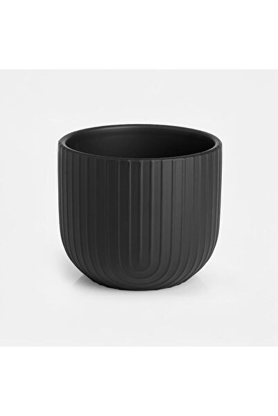 BAMI NETWORK Ghiveci din Ceramica Negru, Textura Reliefata, 15x13cm – Vas Dec...