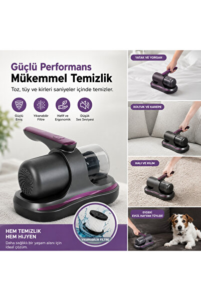 ikel elektro Şarjlı Yatak ve Koltuk Süpürgesi | Güçlü Emiş | Evcil Hayvan Tüy...