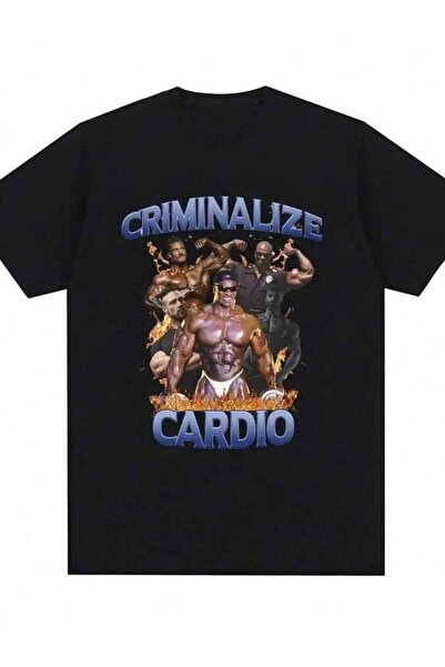 29CUN Criminalize Cardio Meme Pattern Gym Fitness Retro Short Sleeved Womens ...