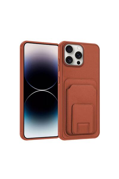 Zebana Apple iPhone 12 Pro Uyumlu Kılıf FlexStand Kartlıklı Silikon Kılıf Kah...