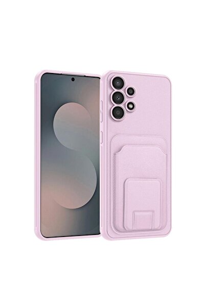 Zebana Samsung Galaxy A32 Uyumlu Kılıf FlexStand Kartlıklı Silikon Kılıf Rose...