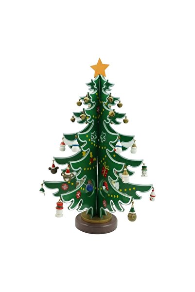 Rao Decoratiune Craciun, Brad, Verde/alb, 15 Cavitati cu Ornamente, 25.5 Cm X...