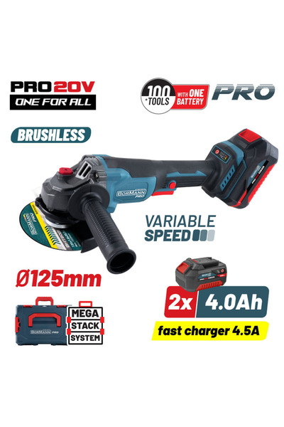 Bormann Pro BBP 3651 X 44 CA 125 χιλ. Ασύρματος Γωνιακός Τροχός Χωρίς Ψήκτρες...