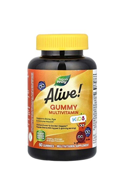 Nature's Way علكات الفيتامينات المتعددة من Alive Kids بنكهة الكرز والبرتقال و...