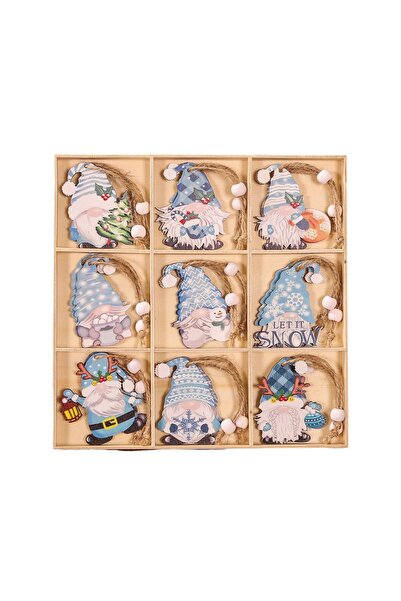 Rao Set 18 Decoratiuni de Craciun din Lemn, cu Snur pentru Agatare in Brad, M...