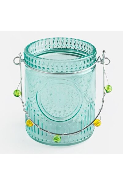 IRO Felinar decorativ din sticlă verde mentă cu mâner Ø7.5x10cm