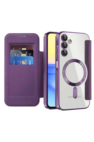 Techsuit Case for Samsung Galaxy A15 4G, SmartMag Book Case, blue - purple