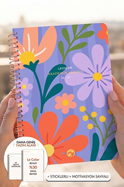Le Color Academic Agenda 17X24 cm with Spiral Binding, Stickers and Motivatio...
