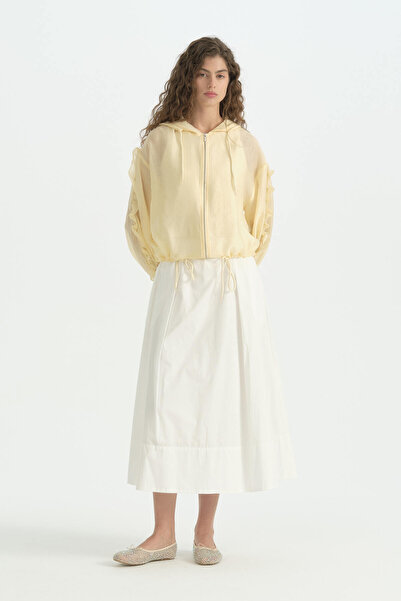 Nihan Lyocell Ruffled Hooded Jacket - Butter Yellow