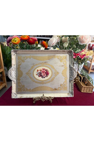 Fiorenza Brand Handcrafted Painted Rosewood Tray 52 cm